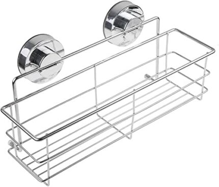 XMING Pressurized Adhesive Non-perforated Stainless Steel Long Bottle Rack, Shallow Bottle Rack, Kitchen, Bathroom, Toilet Shelf