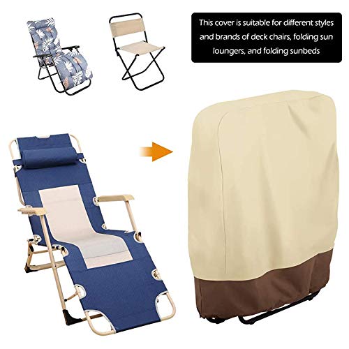 Nvanvmm Outdoor Folding Deck Chair Cover Waterproof Balcony Outdoor Folding Deck Chair Garden Sunbathing Deck Chair Cover