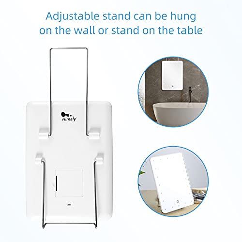 himaly Square Makeup Mirror with Light Double Sided 360 Degree Rotation LED Vanity Mirror with Stepless Lighting & Touch Control Dual Power Suppl