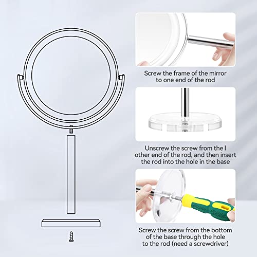 MIYADIVA 20X Magnifying makeup mirror, Double Sided 1X & 20X magnifying mirror on stand, Magnifying mirror 20x, Tabletop Magnified Vanity Mirror