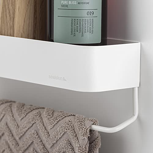 Sealskin Wall Rack with Towel Rail, Metal, White, 55 cm
