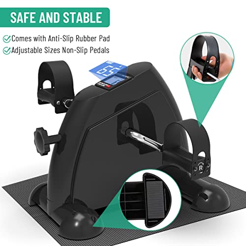 SivaExilis Under Desk Bike Pedal Exerciser for Seniors, Mini Peddler Exerciser with LCD Display & Anti-Slip Mat, Foot Pedal Exerciser for Home Of