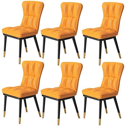 Kitchen Dining Room Furniture Chairs PU Leather Dining Chair Set Of 6 High Back Soft Seat Soft Padded Seat Kitchen Chair with Metal Chair Legs Fo