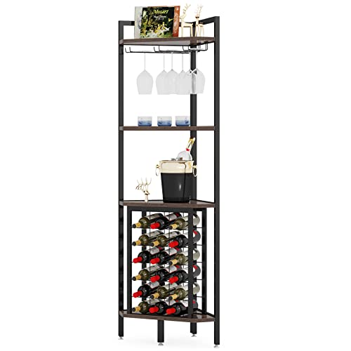 LITTLE TREE Corner Wine Rack, Engineered Wood Metal, Grey, S