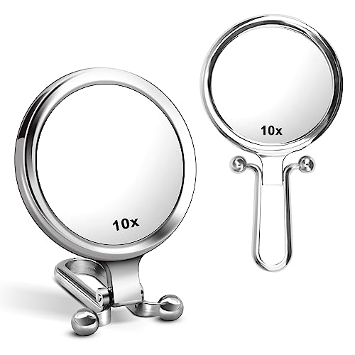 Ownfeel Magnifying Hand Held Mirror Travel Small Mirror Folding- 1X/10X Portable Makeup Mirror 6Inch Compact Mirror Double Sided High Definition