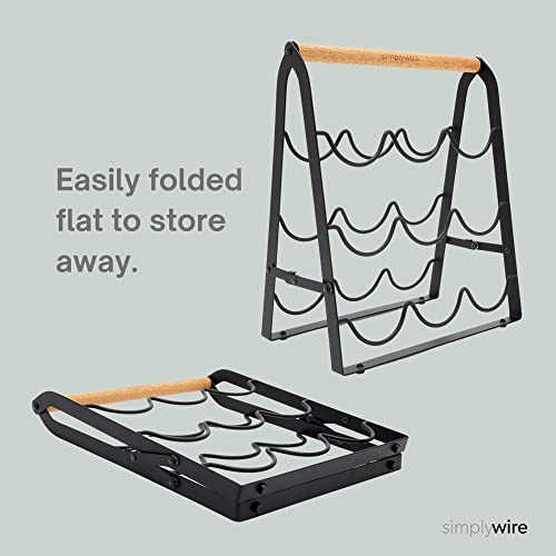 simplywire - Collapsible Wine Rack – 9 Unit Bottle Holder – Black