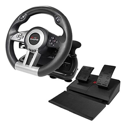 X Rocker Gaming XR Racing Wheel and Floor Pedals with Real Force Feedback, Compatible with PS4, Xbox One & Nintendo Switch - Black