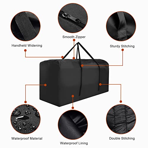 Garden Cushion Storage Bag Waterproof Outdoor Furniture Cushion Storage Bag 173x76x51cm Large Patio Storage Bag with Handle and Zipper