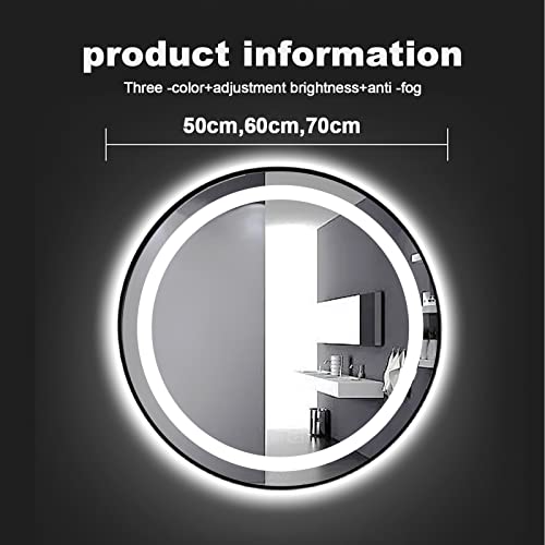 LED Circle Bathroom Mirror, light up mirror for makeup,Anti-Fog Wall Mounted Lighted,have Smart Touch Switch, Temperature Adjustable, Easy to Ins
