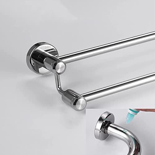 HIGOH Towel Rack Double Bath Towel Bar, Wall Mount Brushed Finished Towel Holderbathroom Kitchen Towel Rod Towel Holder Bathroom Hardware/Silver/