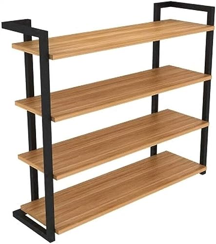 KRHINO Shoe Rack Simple Assembly 4 Tiers Board Shoe Rack With Handle Shoe Storage Cabinet Organizer For Home Shoes (Color : Schwarz)