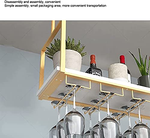 KEppd Metal Ceiling Mount Wine Rack, Bar Ceiling Hanging Decorative Storage Rack with Guardrail, Easy to Install, for Restaurant Kitchen, Length