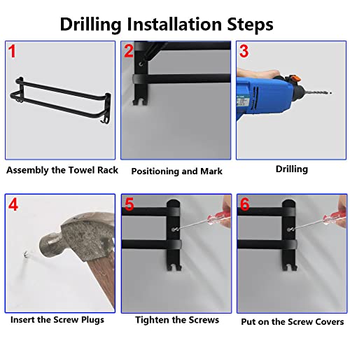 HONPHIER Towel Rails Wall Mounted 2 Tier Towel Rack With Hooks Space Aluminum Bathroom Towel Holder No Fading Towel Shelves For Bathroom Toilet K