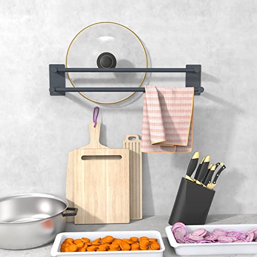 Towel Rail, No Drilling Bathroom Towel Rail Self Adhesive Wall Mounted Double Hand Towel Holder Made of 304 Brushed Stainless Steel for Bathroom