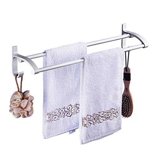 N/A Wall-Mounted Space Aluminum Double Bar Towel Rack, Metal Towel Bar, Wall-Mounted Towel Holder Towel Shelf,for Bathroom Kitchen