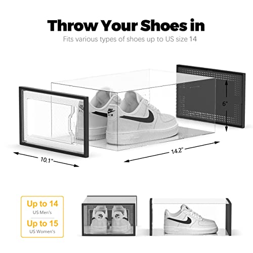 SEE SRPING XX-Large 12 Pack Shoe Storage Box, Clear Plastic Stackable Shoe Organizer for Closet, Shoe Rack Sneaker Containers Bins Holders Fit up