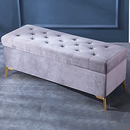 Luxurious Crystal Button Storage Bench,Velvet Upholstered End of Bed Bench,Modern Decoration Furniture Living Room Footrest Entryway Shoe Bench-D