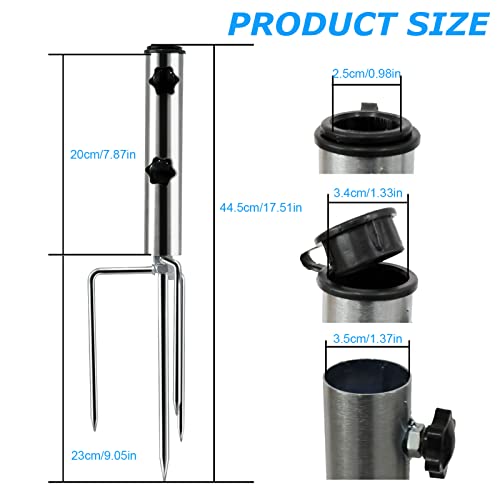 Mikytoper Umbrella Stand Anchor with 4 Spikes, Removable & Adjustable Heavy Duty Metal Parasol Base, Outdoor Umbrella Steel Anchor for Beach Gras