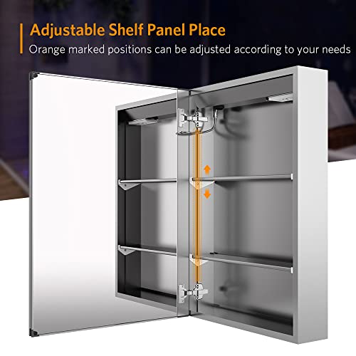 Quavikey® LED Bathroom Cabinet With Mirror And Shaver Socket Bedroom Wall Mounted Cupboard With Demister 400x600 MM