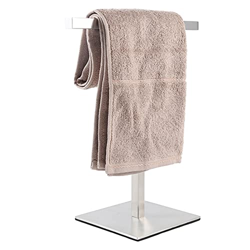 Bath Hand Towel Holder Standing, T-Shape Towel Bar Rack Stand, SUS304 Stainless Steel Brushed Finish,Tower Bar for Bathroom Kitchen Vanity Counte