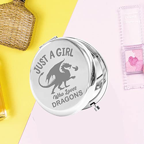 KEYCHIN Dragon Pocket Mirror Dragon Lover Gift Just A Girl Who Loves Dragons Compact Makeup Mirror for Women Girls Teenagers (Dragon-Mirror)