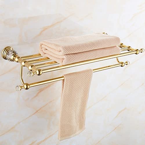 HIGOH Towel Racks, Bathroom Towel Rack Wall Mounted Towel Holder,European-Style Crystal Towel Rack,Bathroom Storage Towel Holder,Stainless Steel