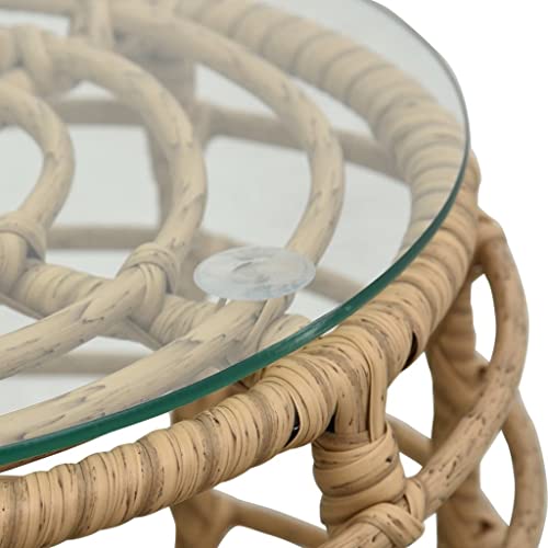 DLOETT Bistro Set 3pcs Resin Braided Oak Garden Set Outdoor Furniture