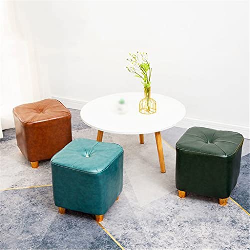 LEIGE Sofa Stool Low Stool Household Living Room Leather Stool Square Seat Stool (Color : Argento, Size : Talla �nica)