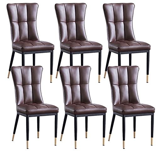 Kitchen Dining Room Furniture Chairs Dining Chairs Set Of 6 Matte PU Leather Upholstered Kitchen Side Chairs Mid Century Modern Metal Leg Living
