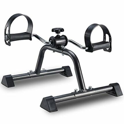 HUANGXING - Mini Exercise Bike, Foot Pedal Exerciser, Arm and Leg Exerciser, Work Out and Rehabilitation, Sturdy Exerciser with Adjustable Resist