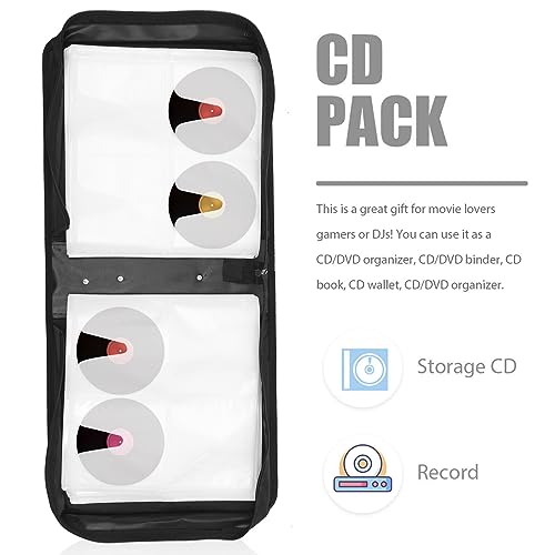 Healifty CD DVD Media Storage Case Large 400-Capacity PU Leather Bag Wallet Allbum Holder Pouch for Car Home Office Travel Red