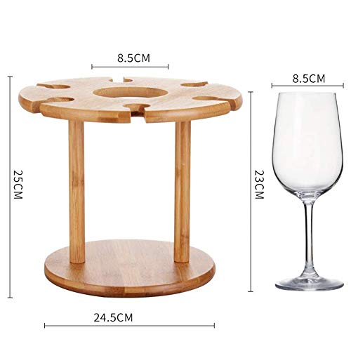 EYLINK Wine Racks, Solid Wood Reversible Goblet Storage Rack Home Bar Restaurant Desktop Decoration Rack 1 Wine Bottle 6 Cups
