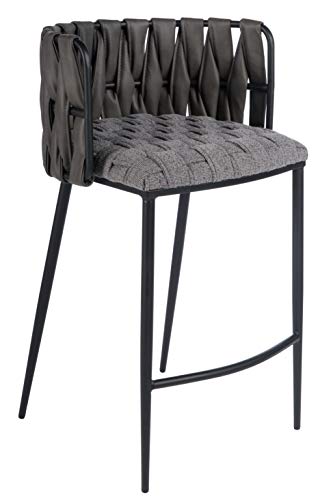 Statements by J Bar Stool, Iron Faux Leather, Gray, Black
