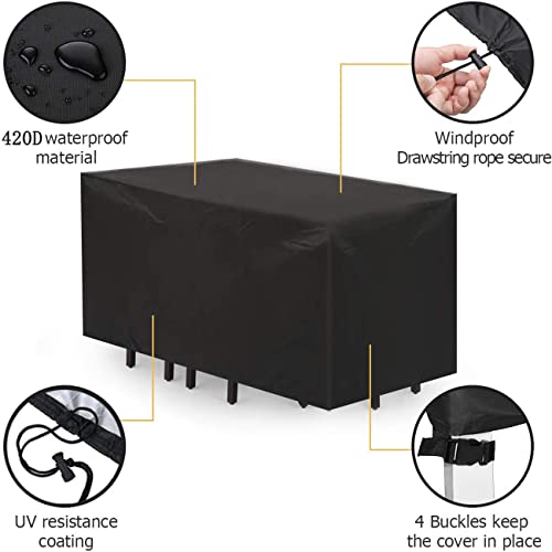 JUZHOUHUI Heavy Duty Outdoor Sofa Cover,Rectangular Outdoor Furniture Set Covers,Dust-Proof Anti-UV All Weather Protection,Lawn Patio Furniture