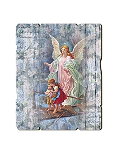 Fratelli Bonella | Vintage Style Wooden Picture of the Angel on the Bridge 19x24cm | Made in Italy