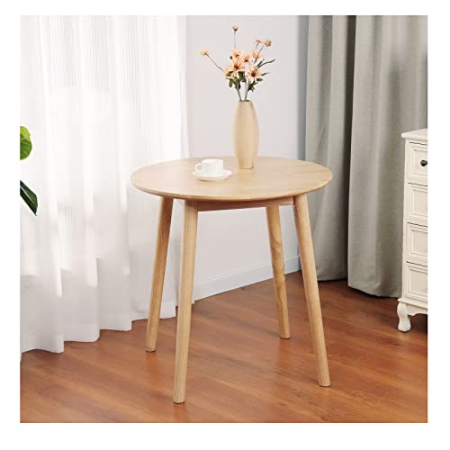 OGMILL 28.3" Small Round Dining Table for 2, Wooden Kitchen Dinner Table Rustic Wood Dining Table Mid Century Modern Kitchen Table (Brown)