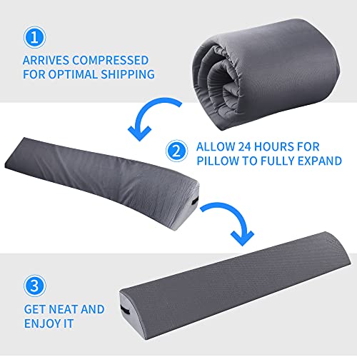 Moavica King Size(10"x6"x76") Bed Wedge Pillow for Headboard/Bed Gap Filler,Close The Gap(0-7") Between Your Mattress and Headboard(Arched Gray)