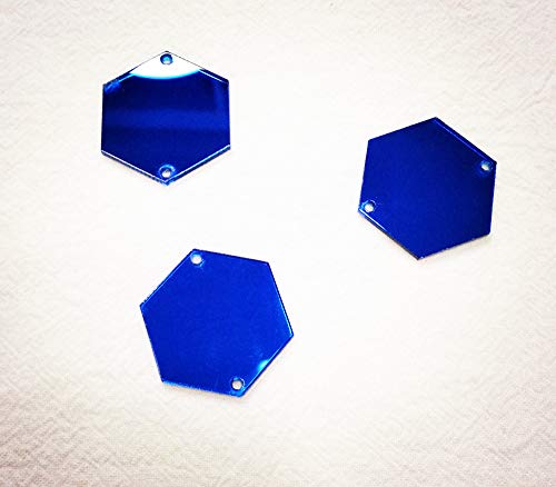 MEYA Sew On Hexagon Acrylic Mirror Beads, Mirror Diamante Rhinestone Crystal Flat Back Mirror Beads with Hole (Gold)