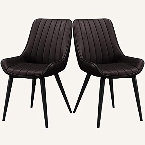 Modern Kitchen Dining Room Chairs PU Leather Dining Chairs Set Of 2 Kitchen Counter Chairs Leisure Living Room Corner Chairs With Metal Legs Seat