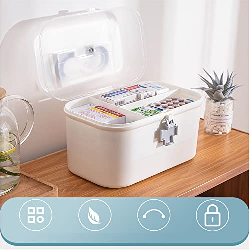LIKEUDO Medicine Organizer Box First Aid Health Emergency Storage Box Large Capacity Medicine Storage Bins with Lid (L)