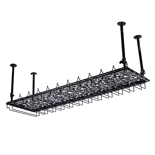 EMISOO Wine Rack Simple Style Iron Hanging Wine Glass Rack, Wine Storage Display Racks Ceiling Decoration Shelf for Bars Restaurants Kitchens (Si