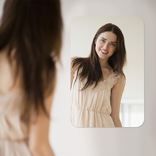 Self Adhesive Mirror Stick on Mirror 42 x 27cm Large Acrylic Mirror Wall Mirror Tile Non Glass Sticky Mirror Clear Mirror On Frameless for Bathro