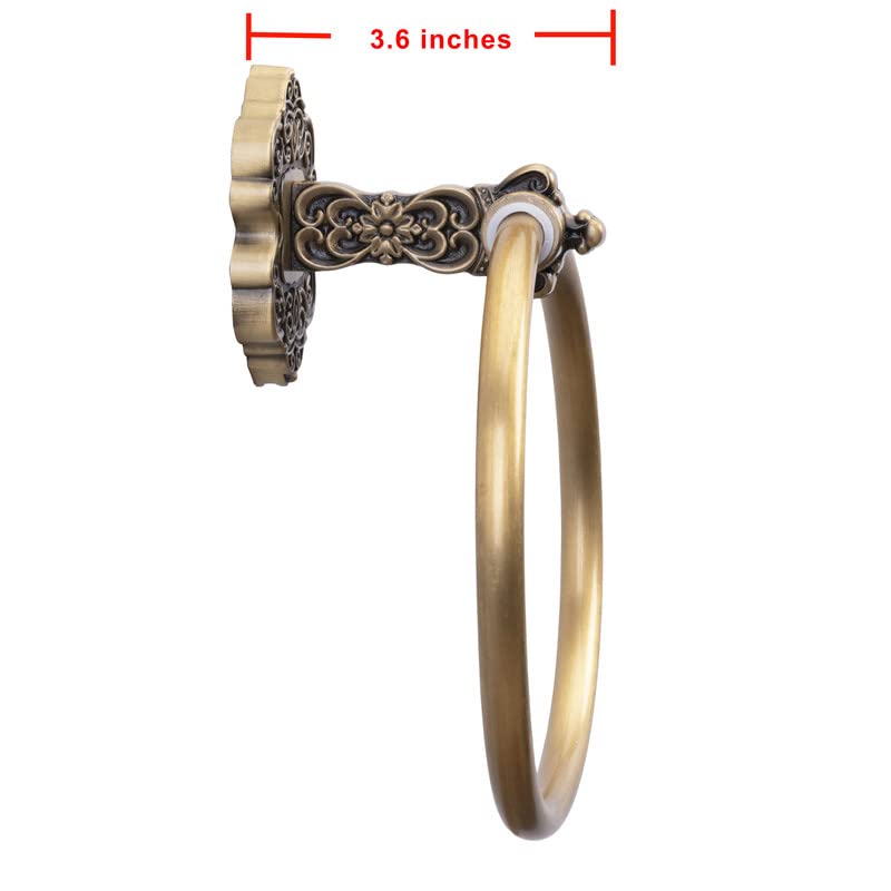 SDH Bathroom Towel Ring - Vintage Style Antique Brass Towel Hanger - Wall Mount Kitchen & Bathroom Hand Towel Holder - Pack of 1 Heavy Duty Decor