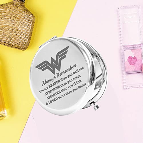 KEYCHIN Heroine Pocket Mirror Diana Fans Gift You are Braver Stronger Smarter Than You Think Heroine Compact Mirror for Women Girls (Heroine Mirr