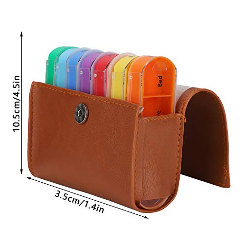 Pilipane Weekly Colored Medicine Storage Box,28 Grids Tablets Container, BPa Free Medicine Organizer with Storage Bag, Portable Tablets Storage B