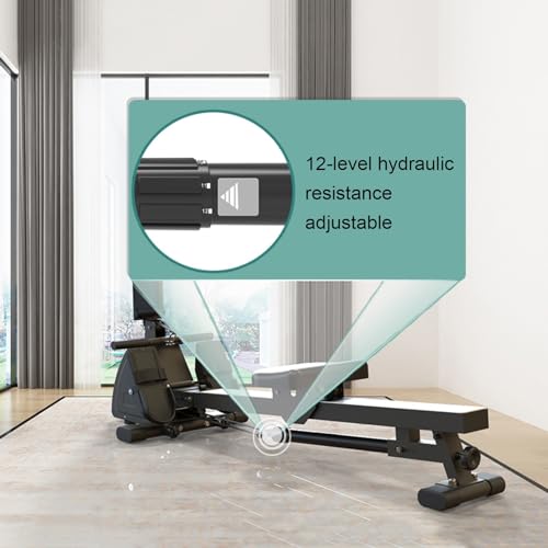 HAWEWE Hydraulic Rowing Machine Foldable Rower 12 Resistance Adjustable Cardio Equipment For Home Use With LCD Monitor Home Gym 330lbs Weight Cap