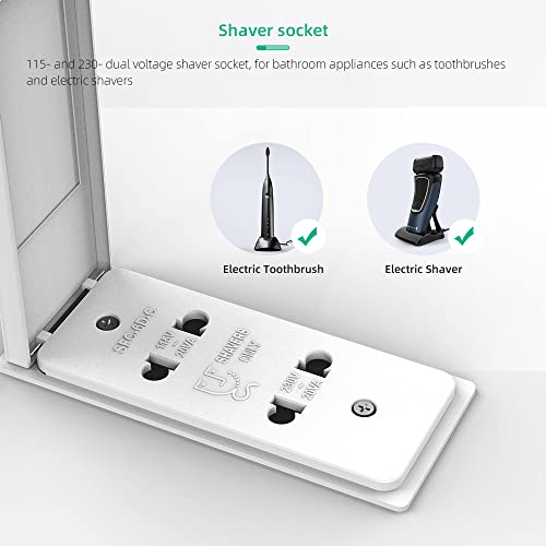 LUMIRRORS® LED Bathroom Mirror Cabinet 60x70cm with Shaver Socket Dimmable Brightness Touch-Switch Anti-fog 2-door Adjustable Shelves IP44 Illumi