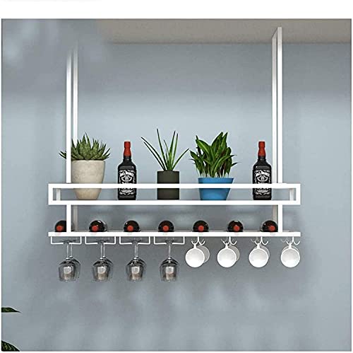 SUCHETA Hanging Wine Rack with Glass Holder and Shelf, Upside Down Wine Glass Rack, Hanging Wine Cabinet Wine Rack, Hanging Racks, Decorative Sto
