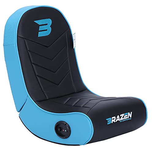 BraZen Stingray 2.0 Children Kids Gaming Chair Foldable Floor Rocker Rocking with Sound Speakers British Brand - Blue