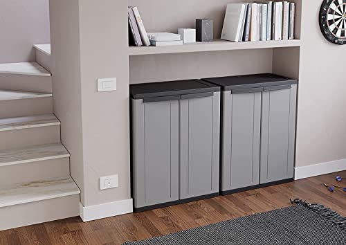 Garden Storage Cabinet with 1 Shelf Outdoor Patio Terrace Backyard Cupboard Storage Locker Rack Utility Cabinet Organiser Grey and Black